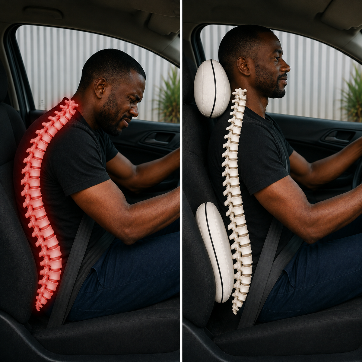 Coussins médicaux de soutient pour le cou et le bas du dos - Le confort idéal pour votre voiture et votre bureau