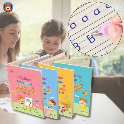 Cahiers Magiques Réutilisables – Pack 4 en 1 : Alphabet, Chiffres, Dessin & Écriture