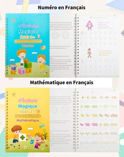 Cahiers Magiques Réutilisables – Pack 4 en 1 : Alphabet, Chiffres, Dessin & Écriture